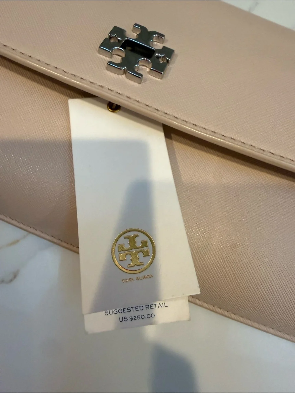 Tory Burch Light Pink Saffiano Leather Clutch